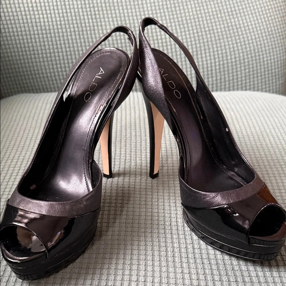 Elegant Black Slingback Heels 5”, Aldo Used - Picture 8 of 16